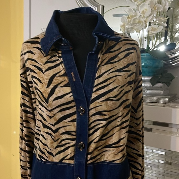 Vintage Karen T Design zebra and denim dress 1X - Picture 3 of 8